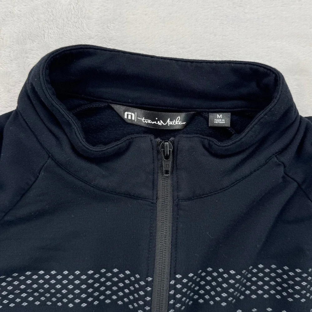 TravisMathew Quarter Zip Pullover Mens Size M Black Excellent Geometric Golf